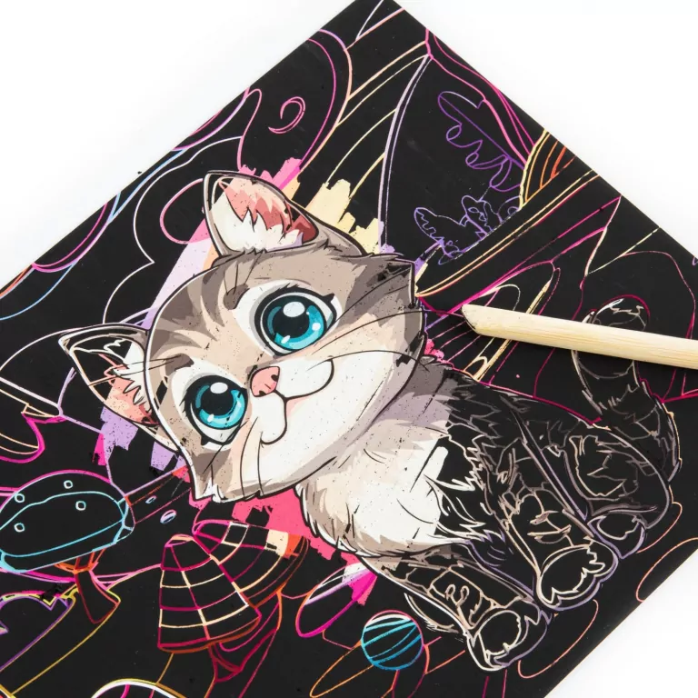 Wydrapywanka z kolorowanką 2w1 Kotki KIDEA - tantis.pl