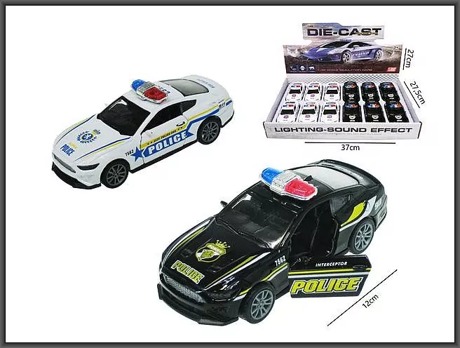 AUTO POLICJA MET DZ/SW P/B 12CM DISPL 12/144 - tantis.pl
