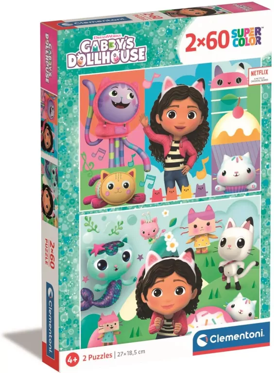 Clementoni. Puzzle 2x60. Super Kolor. Gabby's Dollhouse - tantis.pl