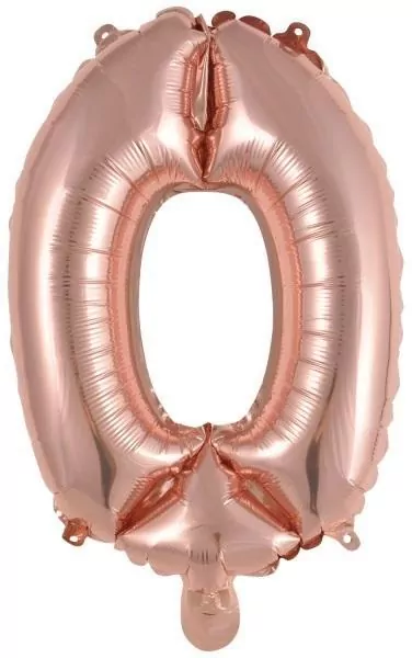 Balon foliowy mini cyfra 0 różowe złoto 30,5x40cm - tantis.pl