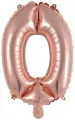 Balon foliowy mini cyfra 0 różowe złoto 30,5x40cm - tantis.pl