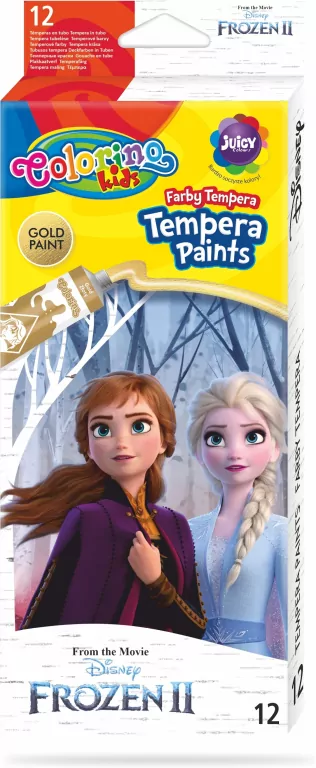 Farby Colorino Kids tempera w tubach 12 kolorów 12 ml Frozen - tantis.pl