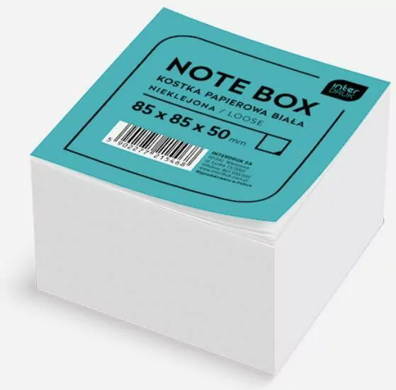 Kostka papierowa biała 85x85x50 mm nieklejona - tantis.pl