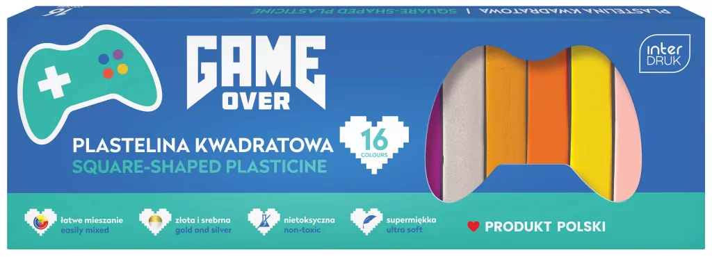 Plastelina kwadratowa 16 kolorów. Game Over - tantis.pl
