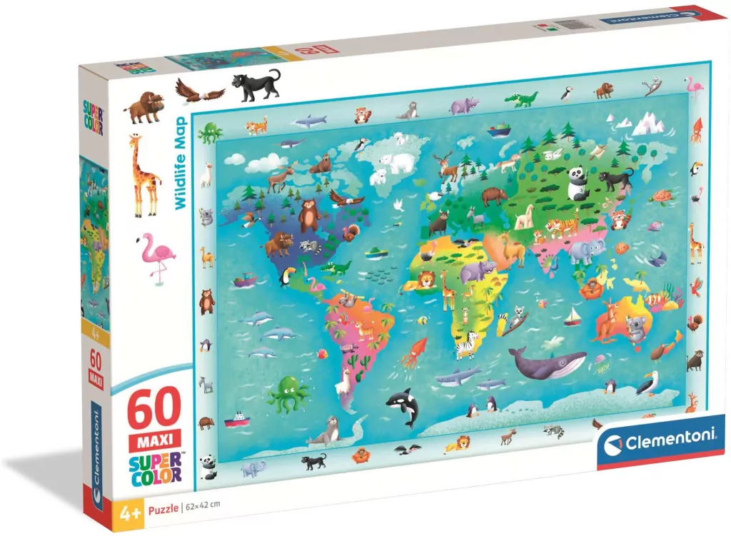 Puzzle 60 Maxi Super Color Wildlife Map - tantis.pl