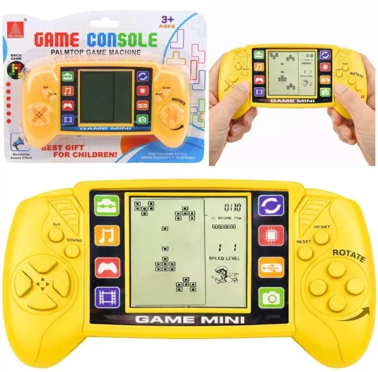 Gra elektroniczna konsola tetris żółta - tantis.pl