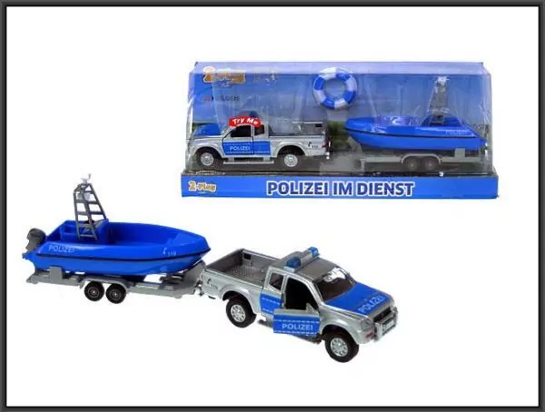 Auto Policja 12cm z łódką - tantis.pl