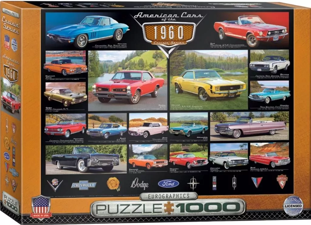 Puzzle 1000. Amerykańskie samochody z lat 60 - tantis.pl