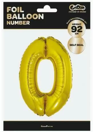 Balon foliowy. "Cyfra 0", złota, 92 cm - tantis.pl