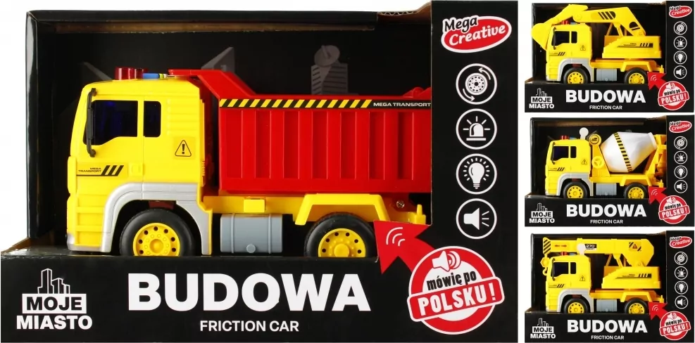 Auto ciężarowe budowlane Moje Miasto 522134 Mega Creative mix cena za 1 szt - tantis.pl