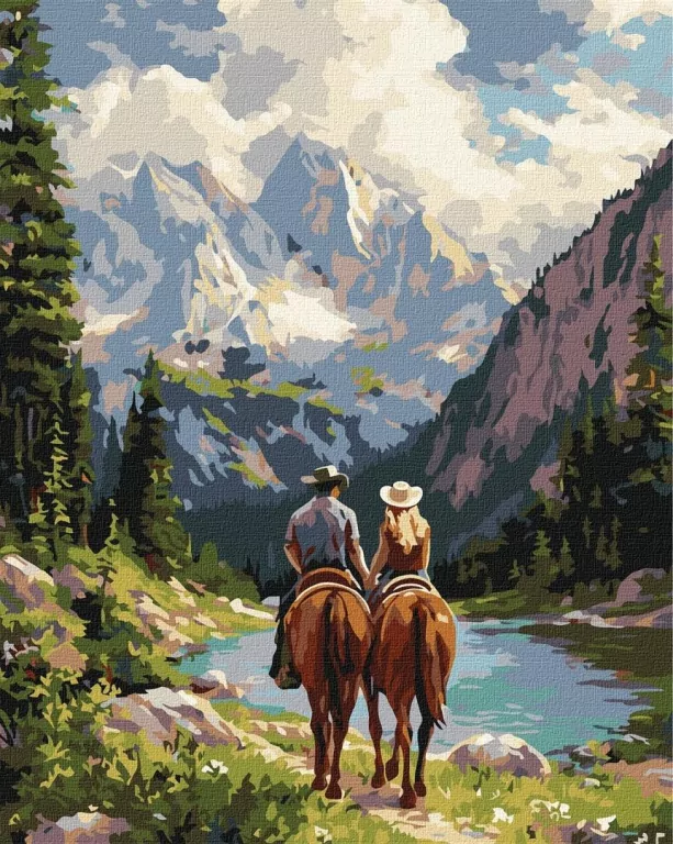 Malowanie po numerach - Para jeźdźców 40x50cm - tantis.pl