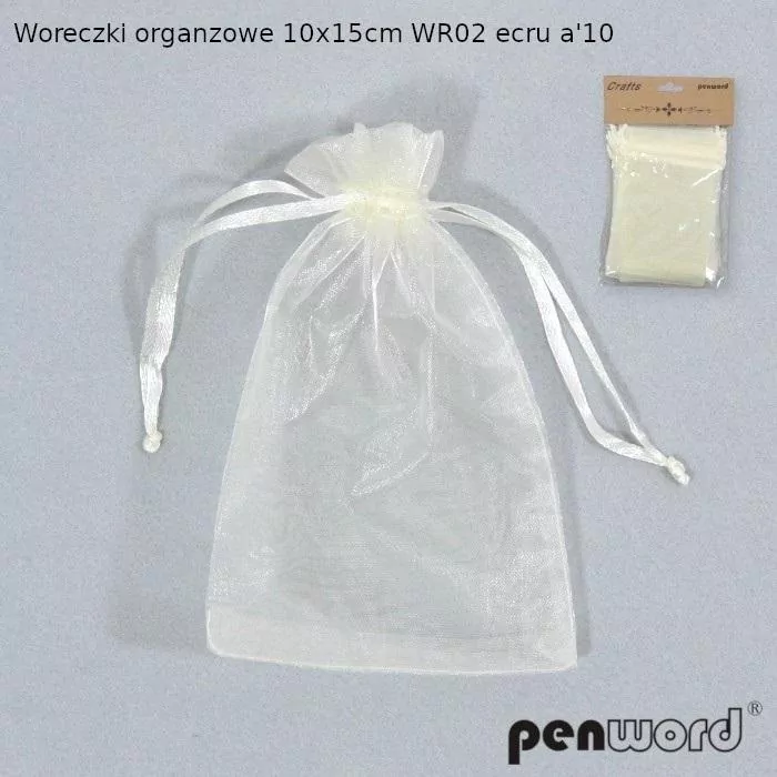 Woreczki organzowe ecru 15x10cm - tantis.pl