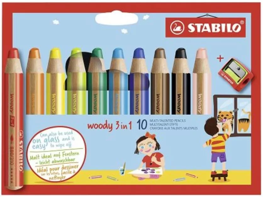 Kredki Woody 3w1 10 kol + temperówka STABILO - tantis.pl