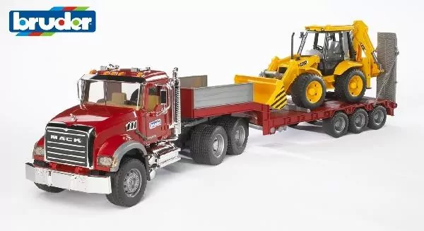 MACK z naczepą i koparko-ładowarką JCB - tantis.pl