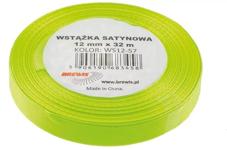 Wstążka satynowa. Zielona, neonowa 12mmx32m - tantis.pl