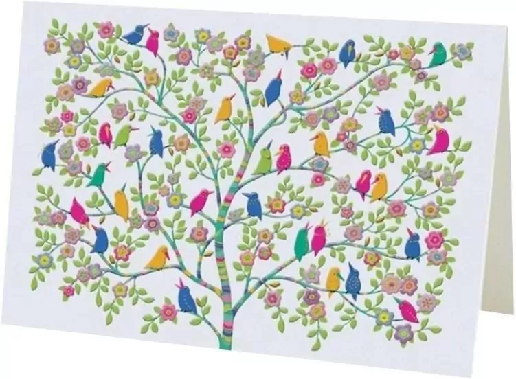 Karnet B6 + koperta MO4314 Ptaszki na drzewie - tantis.pl