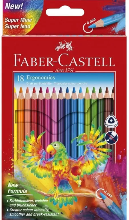 Kredki ołówkowe trójkątne 18kol. FABER CASTELL - tantis.pl