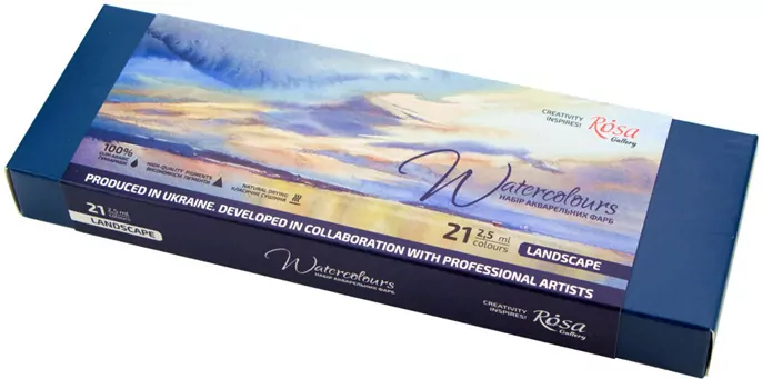 Farby akwarelowe w kostkach Krajobraz w metalowej kasetce 21 kolorów - tantis.pl