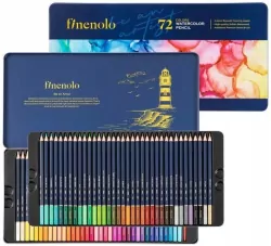 Kredki ołówkowe akwarelowe. Finenolo metalowe opakowanie, 72 kolory