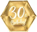 Talerzyki 30th Birthday złote 20cm 6szt - tantis.pl