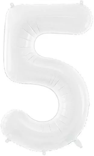 Balon foliowy cyfra 5 86cm biały - tantis.pl