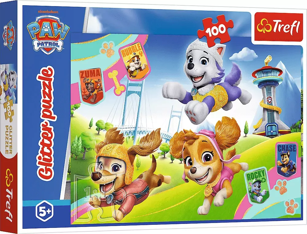 Puzzle 100 Glitter Błyszczące psiaki TREFL - tantis.pl