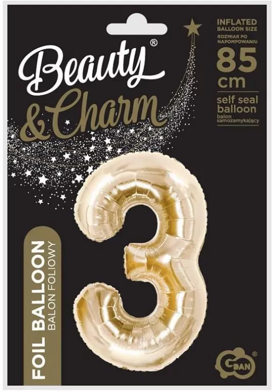Balon foliowy 3. Szampański 85cm - tantis.pl