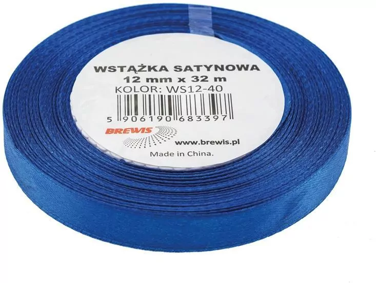 Wstążka satynowa. Ciemno niebieska, 12mmx32m - tantis.pl