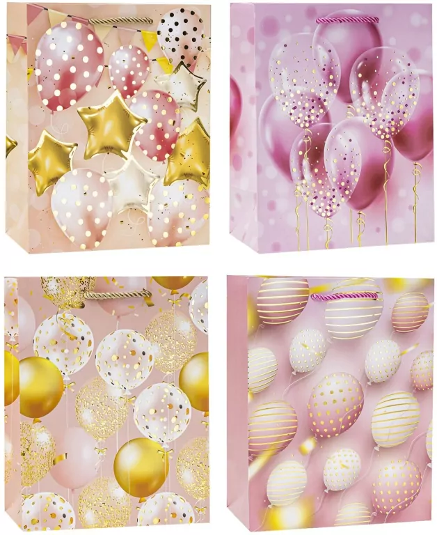 Torebka ozdobna 18x23x8 balony mix ROZETTE. 1 sztuka - tantis.pl