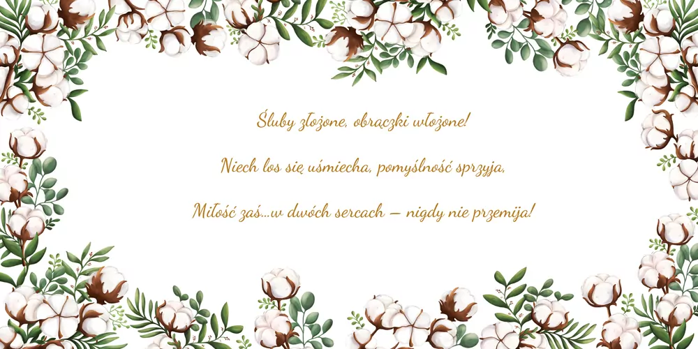 Karnet KWD ślub bawełna - tantis.pl