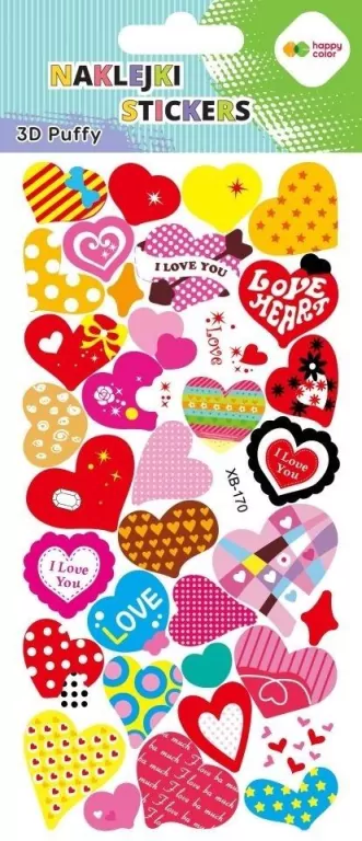Naklejki 3D Puffy Love Hearts 9,5x22cm HAPPY COLOR - tantis.pl