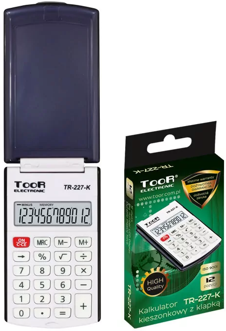 Kalkulator kieszonkowy 12-pozycyjny z klapką - tantis.pl