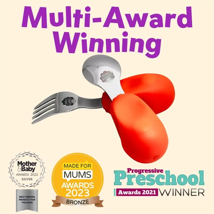 Nana's Manners Zestaw sztućców widelec i łyżka pomarańczowy - tantis.pl