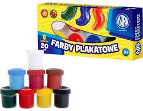 Farby Plakatowe 8 kolorów 20ml ASTRA - tantis.pl