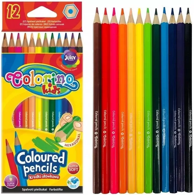 Kredki ołówkowe z gumką. 12 kolorów - tantis.pl