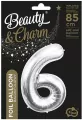 Balon foliowy. Cyfra 6. Srebrna 85cm - tantis.pl