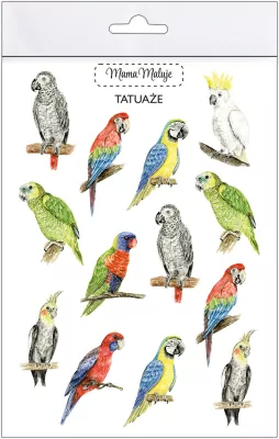 Tatuaże zmywalne. Papugi