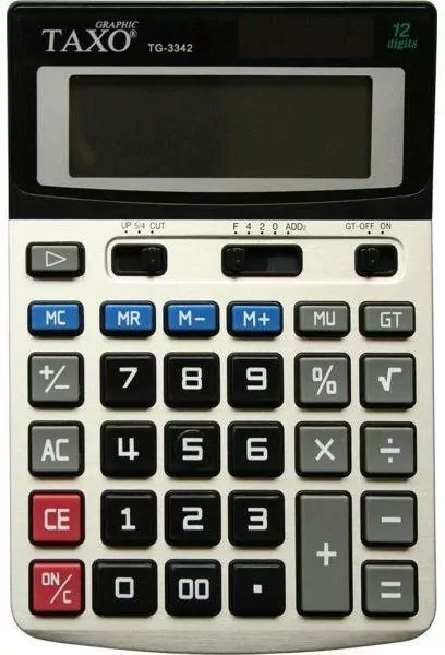 Kalkulator Taxo 12 pozycyjny, srebrny - tantis.pl