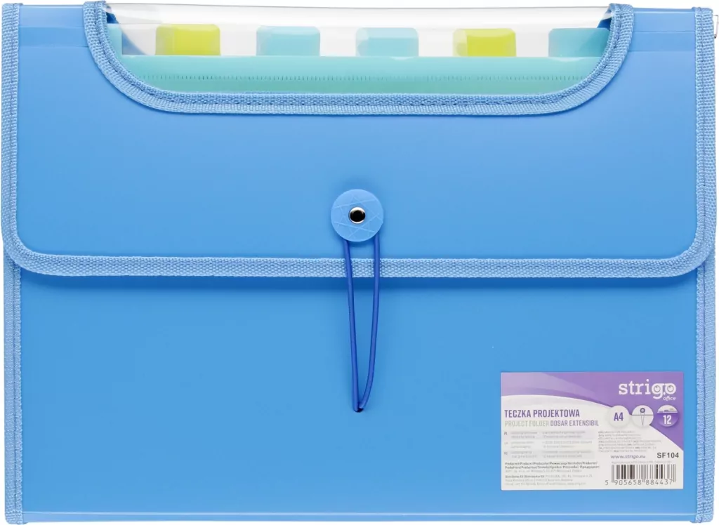 Teczka A4 Vfile z 12 przekładkami niebieska STRIGO - tantis.pl