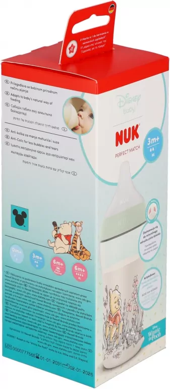 NUK. Perfect Match. Butelka z silikonowym smoczkiem. 260 ml. Kubuś - tantis.pl