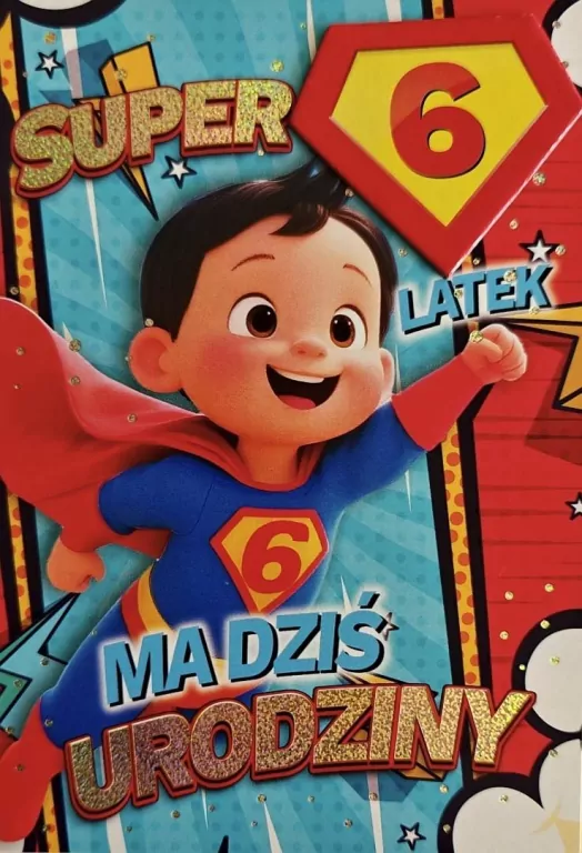 Karnet Urodziny 6 chłopiec - Superbohater - tantis.pl