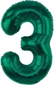 Balon foliowy. Cyfra 3. Zieleń butelkowa 85cm - tantis.pl