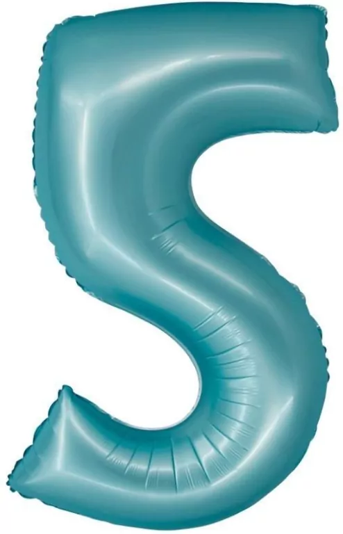 Balon foliowy Smart cyfra 5 niebieski matowy 76cm - tantis.pl