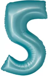 Balon foliowy Smart cyfra 5 niebieski matowy 76cm