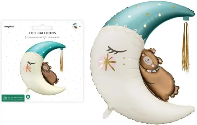 Balon foliowy Miś na księżycu, 80x98cm - tantis.pl