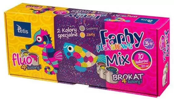 Tetis. Farby plakatowe 20ml , 10 kolorów - tantis.pl