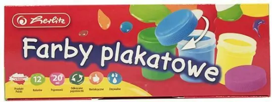 Farby plakatowe szkolne 12 kolorów