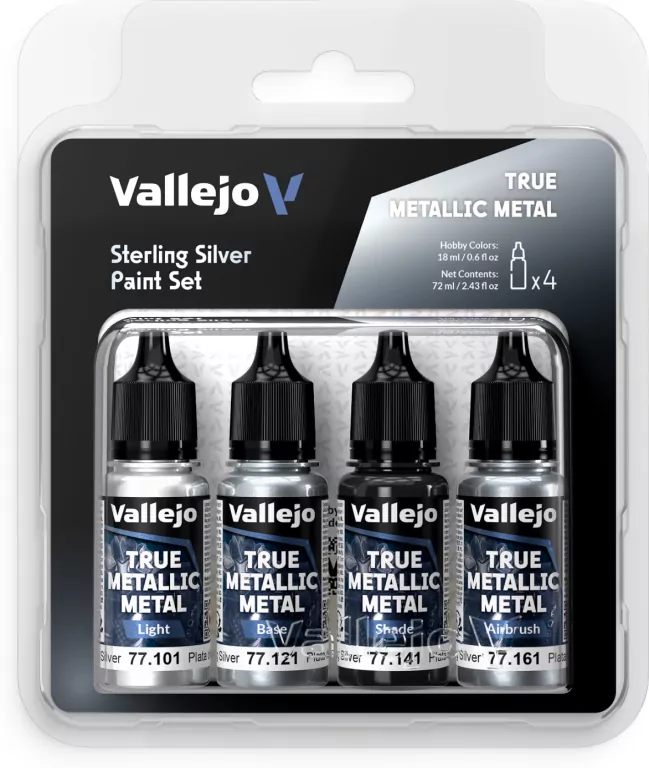 Vallejo: 77.251 - True Metallic Metal - Sterling Silver Paint Set - tantis.pl