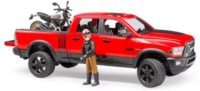 Bruder. Auto Dodge RAM 2500 Power Wagon z motocyklem Ducati, 02502 - tantis.pl