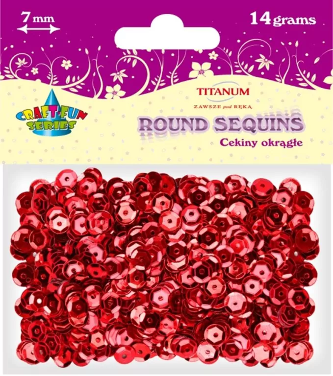 Cekiny okrągłe czerwone metaliczne 7mm 14g.(cm6r) - tantis.pl